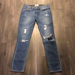 Paige denim jeans distressed patch jimmy skinny 25